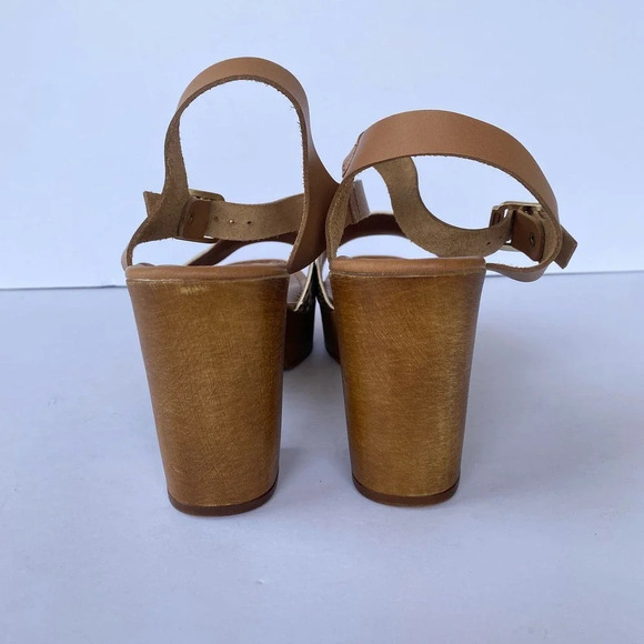 ANTHROPOLOGIE Seychelles Jump For Joy Platform Sandal Beige Python Size 9 - Picture 6 of 9